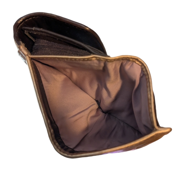 Metallic Gold Coach Embossed Trifold Wallet - Picture 12 of 16